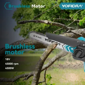 OneVan / YOFIDRA 8"- palcová bezuhlíková elektrická prerezávacia píla s MAZANÍM. Akumulátorová nabíjateľná píla na drevo vhodná pre batériu MAKITA 18V