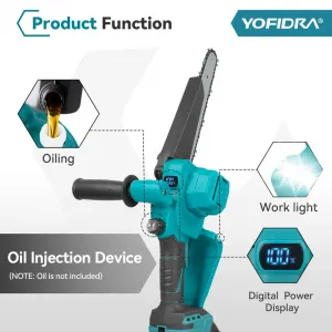 OneVan / YOFIDRA 8"- palcová bezuhlíková elektrická prerezávacia píla s MAZANÍM. Akumulátorová nabíjateľná píla na drevo vhodná pre batériu MAKITA 18V