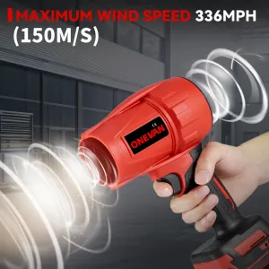 OneVan Ručný SUPER TURBO FÉN OneVan, Fúkač 200m/s 2000W 2 x batéria. Vhodný na sušenie auta a vhodný pre batériu MAKITA 18V. Červená farba