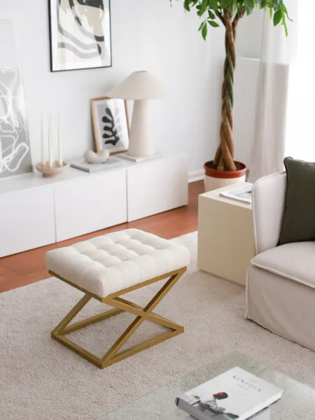Hanah Home Taburet CAPRAZ Altin krémový