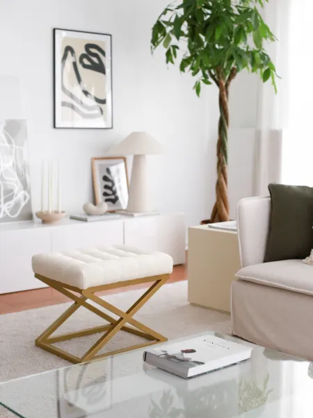 Hanah Home Taburet CAPRAZ Altin krémový