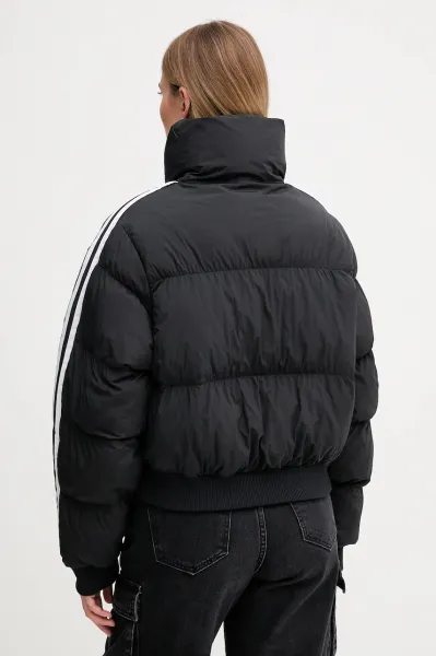 Bunda adidas Originals Cropped Puffer čierna farba, prechodná, JX2970
