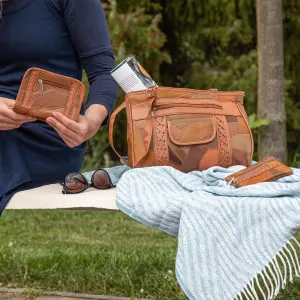 Dámska kabelka hnedý patchwork set 3 ks