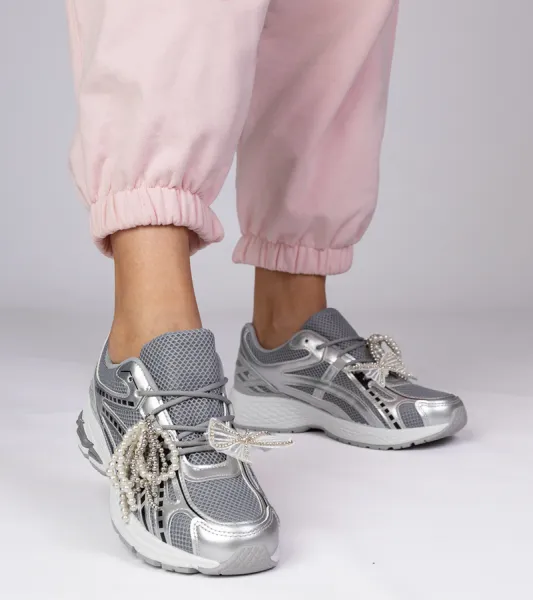 marka niezdefiniowana Silver sneakers with detachable decorations Lekrus