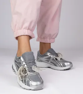 marka niezdefiniowana Silver sneakers with detachable decorations Lekrus