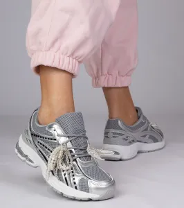 marka niezdefiniowana Silver sneakers with detachable decorations Lekrus