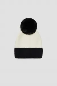 Marisse Black And White Pompom Hat