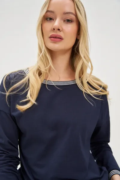 Marisse Women's Blouse L-Ts-4617 Navy