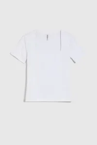 Marisse White Diamond Neckline Blouse