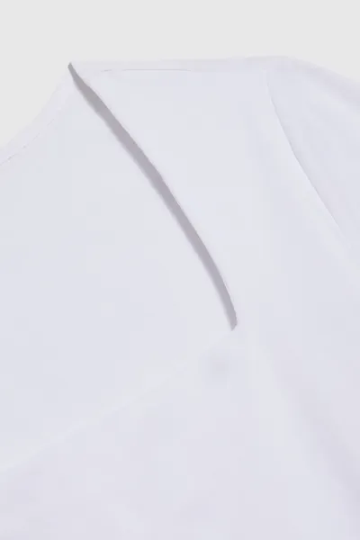 Marisse White Diamond Neckline Blouse