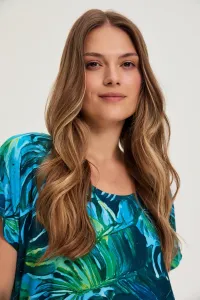 Marisse Blue Floral Pattern Blouse