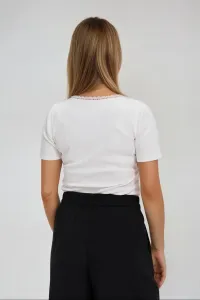 Marisse White Blouse With Lace Neckline