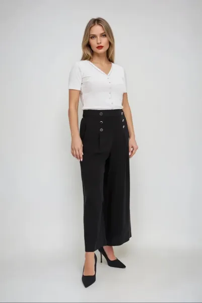 Marisse White Blouse With Lace Neckline