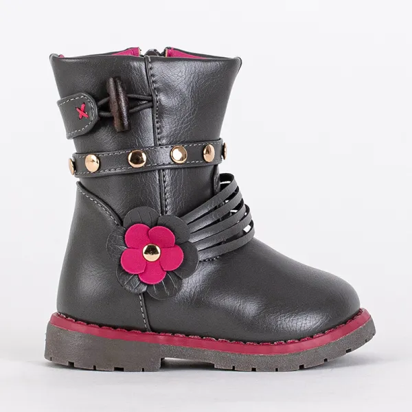 Resti Gray children's boots made of eco leather Kisso - Footwear