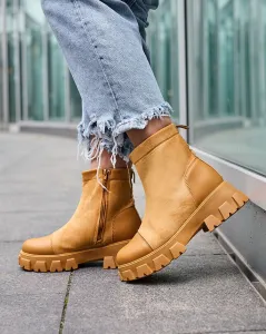 Resti Women's flat heeled boots in camel Leffoi