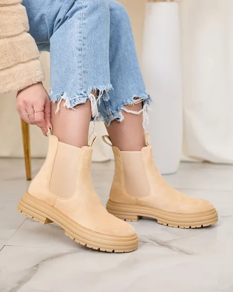 Resti Beige women's boots with decorative strap Loffdo