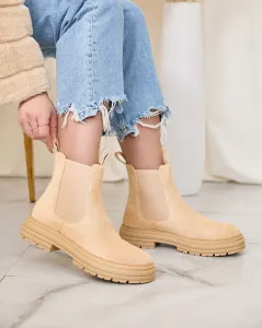 Resti Beige women's boots with decorative strap Loffdo