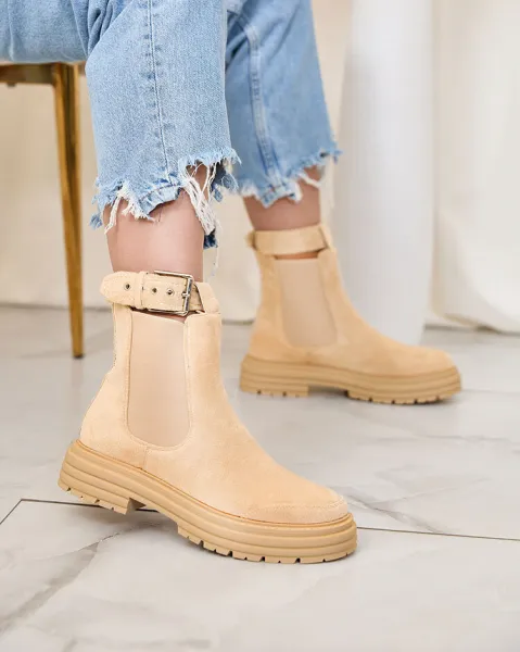 Resti Beige women's boots with decorative strap Loffdo