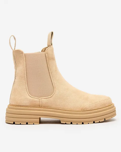 Resti Beige women's boots with decorative strap Loffdo