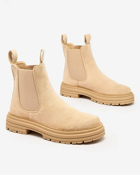 Resti Beige women's boots with decorative strap Loffdo