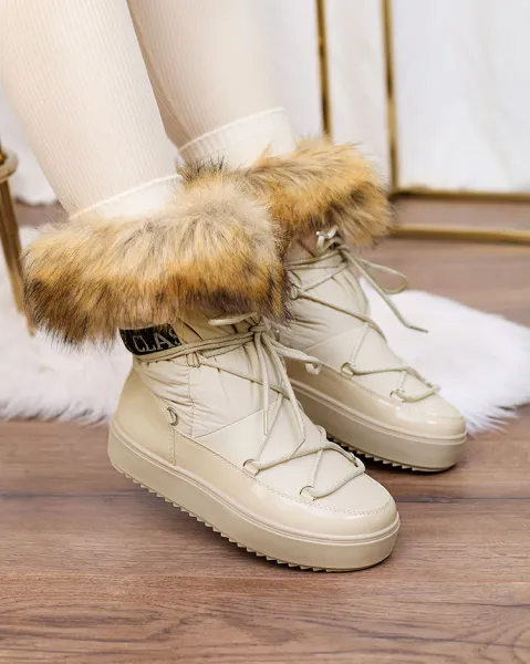 Resti Beige slip-on boots a'la snow boots for women Gomllo