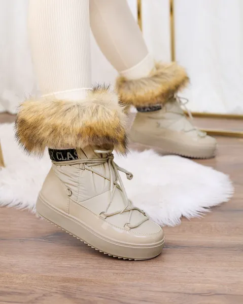 Resti Beige slip-on boots a'la snow boots for women Gomllo