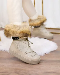 Resti Beige slip-on boots a'la snow boots for women Gomllo