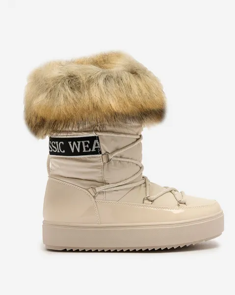 Resti Beige slip-on boots a'la snow boots for women Gomllo