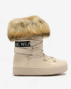 Resti Beige slip-on boots a'la snow boots for women Gomllo