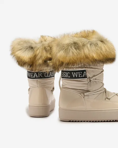 Resti Beige slip-on boots a'la snow boots for women Gomllo