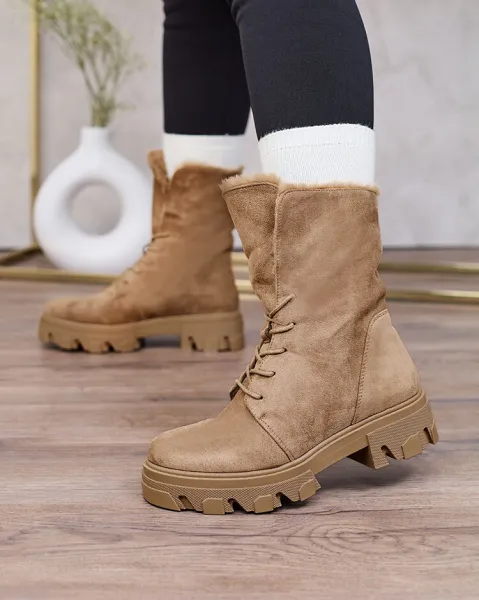 Resti Light brown women's lace-up boots Cavenma