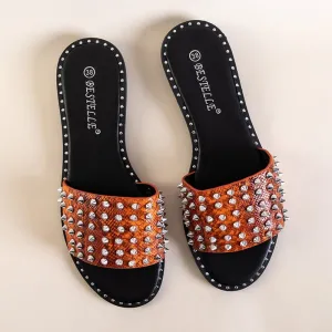 Resti Orange women's sandals with Maurella studs and jets - Footwear