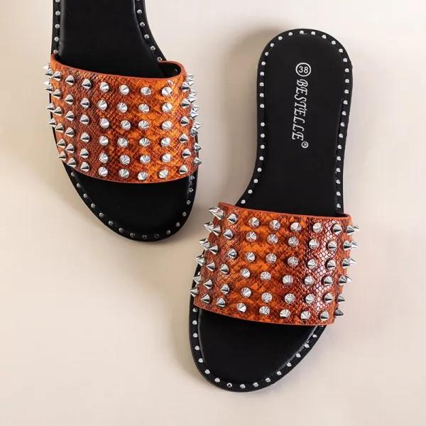 Resti Orange women's sandals with Maurella studs and jets - Footwear