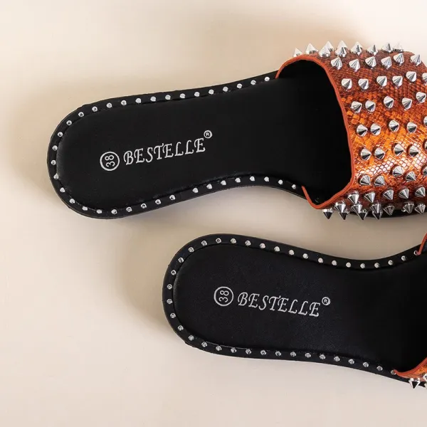 Resti Orange women's sandals with Maurella studs and jets - Footwear