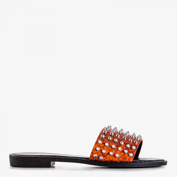 Resti Orange women's sandals with Maurella studs and jets - Footwear