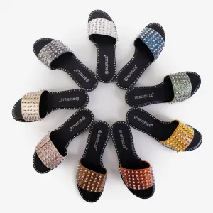 Resti Orange women's sandals with Maurella studs and jets - Footwear