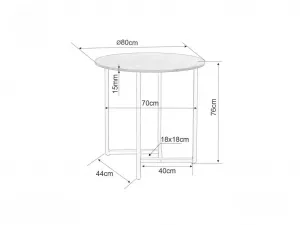 Okrúhly jedálenský stôl ALTO II 80 cm, dekor biely mramor