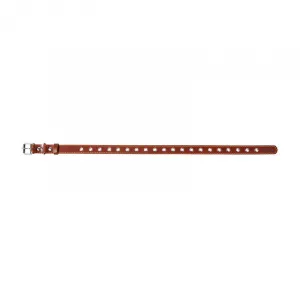 Kožený obojok pre psy s variabilnou dĺžkou hnedý, Obvod krku: max 60 cm, širka: 25 mm