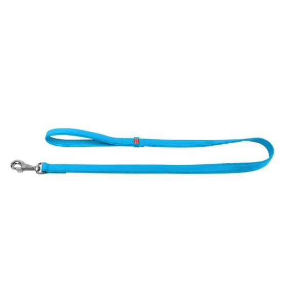 Ploché kožené vodítko modrej farby 122cm, šírka: 12 mm