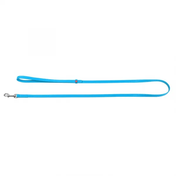 Ploché kožené vodítko modrej farby 122cm, šírka: 12 mm