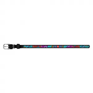 Kožený obojok so vzorom SUMMER čierny, Obvod krku: 21-29 cm, širka: 12 mm