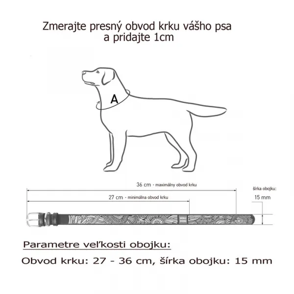 Kožený obojok so vzorom ETHNO biely, Obvod krku: 46-60 cm, širka: 35 mm