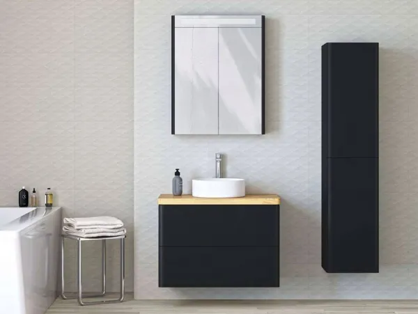 Mereo Siena, kúpeľňová galérka 64 cm, zrkadlová skrinka, čierna mat CN446GA