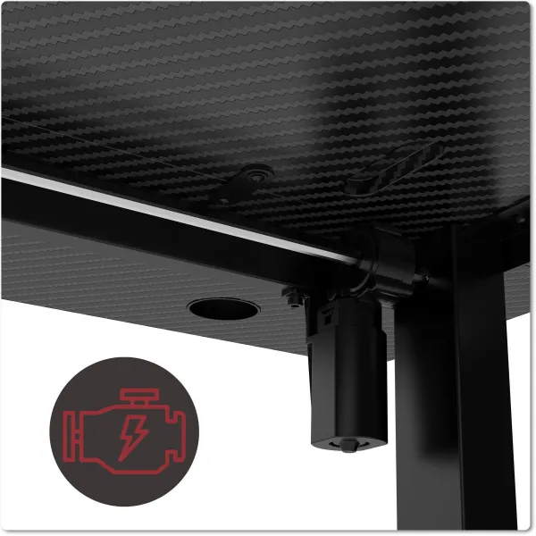 TZB Výškově nastavitelný elektrický herní stůl  SHADOW GAMER 2.0 LED RGB 120 cm černý