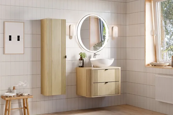 Comad Kúpeľňová zostava Ovalia so skrinkami 80 cm dub Cremona