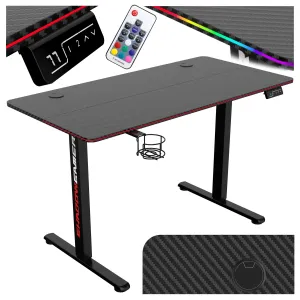 TZB Výškově nastavitelný elektrický herní stůl  SHADOW GAMER 2.0 LED RGB 120 cm černý