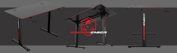 TZB Výškově nastavitelný elektrický herní stůl  SHADOW GAMER 2.0 LED RGB 120 cm černý