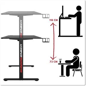 TZB Výškově nastavitelný elektrický herní stůl SHADOW GAMER 1.0 120 cm černý