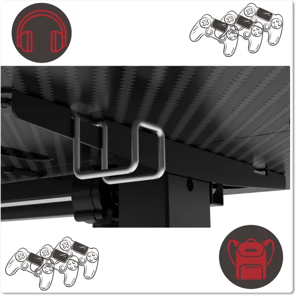 TZB Výškově nastavitelný elektrický herní stůl  SHADOW GAMER 2.0 LED RGB 120 cm černý