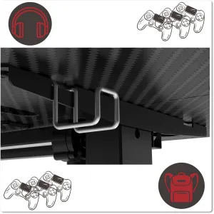 TZB Výškově nastavitelný elektrický herní stůl  SHADOW GAMER 2.0 LED RGB 120 cm černý